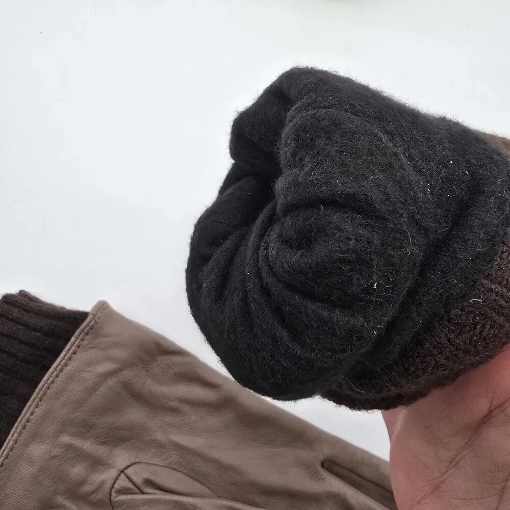 A New Day Driving Gloves Womens XS Brown Sheep Leather Fleece Lined